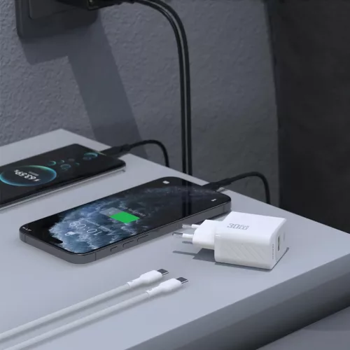 Dudao A27TCEU PD 30W GaN USB-A USB-C Fali Töltő USB-C Kábellel - Fe-6976625334223 4 kép