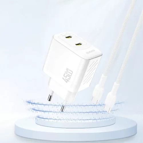 Dudao A28PEU PD 45W GaN 2xUSB fali töltő - Fehér-6976625334285 2 kép
