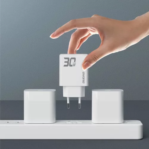 GaN Dudao A30EU 30W USB-A / USB-C Fali Töltő - Fehér-6976625332793 5 kép