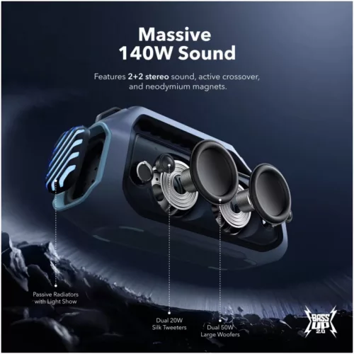 Bluetooth hangszóró Anker Soundcore Boom 2 Plus, 140W, TWS, RGB, Ví-194644038960 6 kép