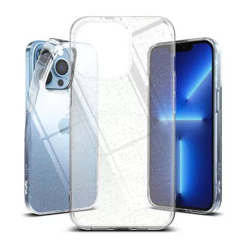 iPhone 13 Pro Ringke Air ultravékony TPU gél tok flitteres átlátsz-8809818843883 10 kép