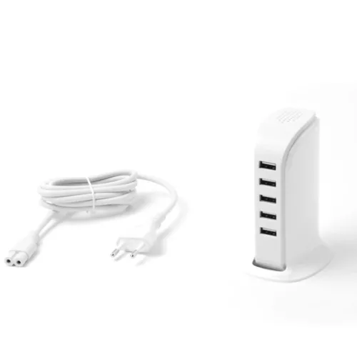 Dudao 5x USB töltő beépített EU tápkábellel fehér (A5EU)-6977196682638 4 kép
