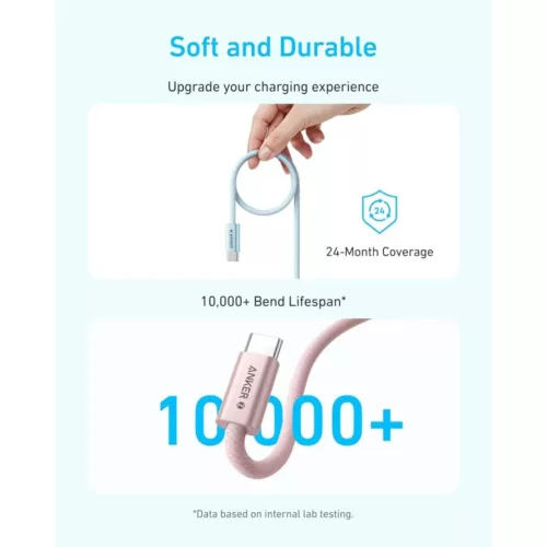 USB-C to USB-C Cable Anker Zolo, 240W, 1.8m, Black A8060H12 -194644209223 5 kép