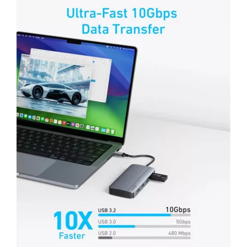 USB-C Hub Anker, 1 x USB-A 3.2 - 3 x USB-A - 1 x USB-C - 2 x HDMI, Sz�-194644227555 6 kép
