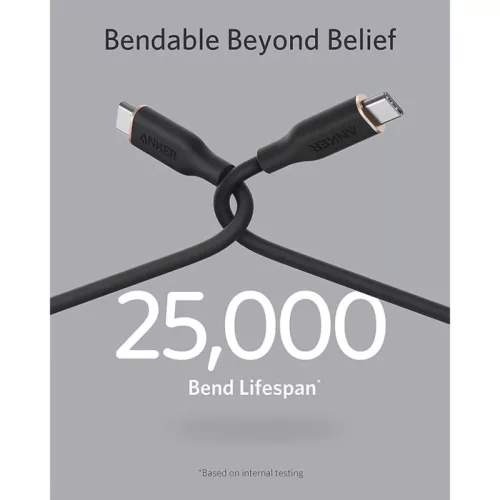 USB-C to USB-C Kábel Anker PowerLine III, 100W, 5A, 0.9m, Fekete A855-194644079932 2 kép