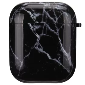 AirPods 1/2 márvány mintás tok fekete Alphajack (AC25)