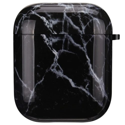 AirPods 1/2 márvány mintás tok fekete Alphajack (AC25)- 1 kép