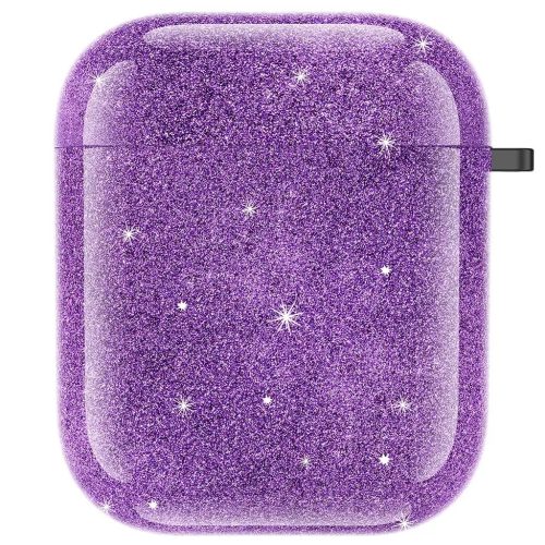 AirPods 1/2 lila csillogós mintás tok Alphajack (AC42)- 1 kép