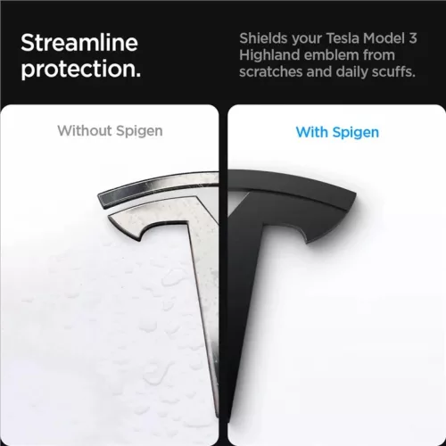 Spigen Tesla Front Emblem Logo Full Cover fekete – Tesla Model 3 202-8809971233996 2 kép