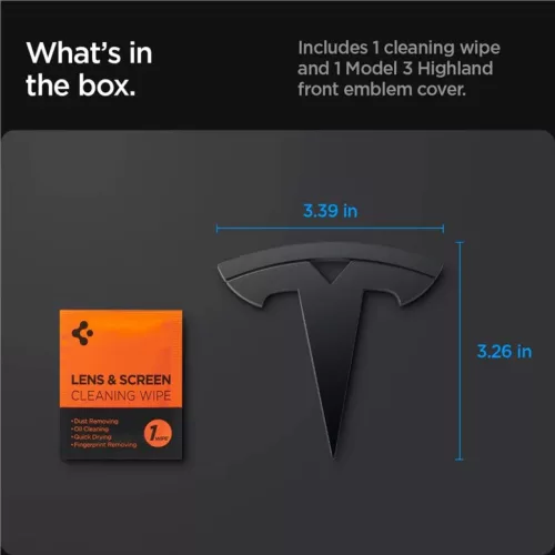 Spigen Tesla Front Emblem Logo Full Cover fekete – Tesla Model 3 202-8809971233996 5 kép