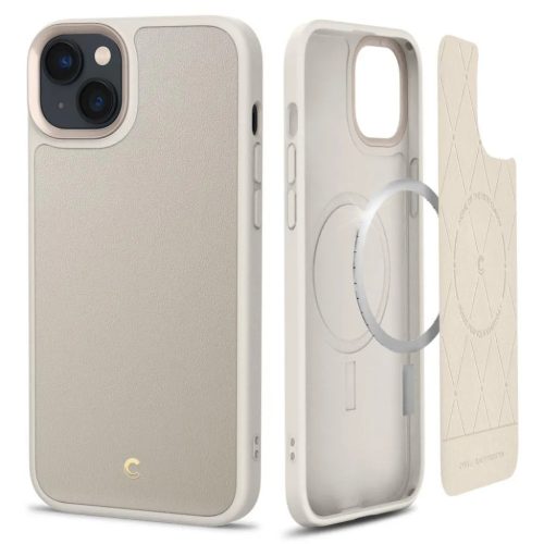 iPhone 14 Spigen Cyrill Kajuk MagSafe-kompatibilis bőrtok krémszín�-8809811865547 1 kép