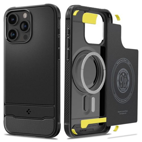 iPhone 15 Pro Max Spigen Rugged Armor Mag MagSafe tok matt fekete (ACS-8809896749107 15 kép