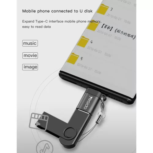Yesido Adapter OTG GS06 - USB-C (férfi) – USB-A (női) - fekete-6971050262554 8 kép