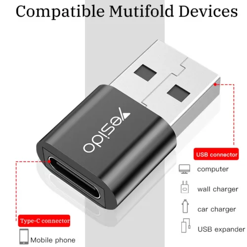 Yesido Adapter OTG GS09 - USB (férfi) - Type C (női) - fekete-6971050262585 7 kép