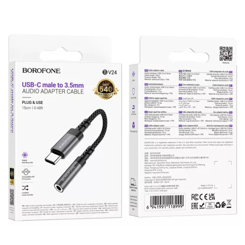 Borofone Adapter BV24 Graceful - Type C-3.5 mm jack átalakító - sz�-6941991118999 9 kép