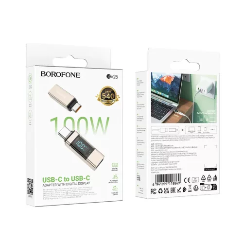 Borofone Adapter BV25 - Type C to Type C - Kijelző szürke Adapter-6941991118869 5 kép