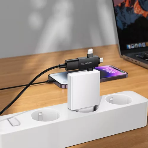 Borofone Adapter BV26D - USB to Lightning/Type C/Micro USB - fekete-6941991124006 8 kép
