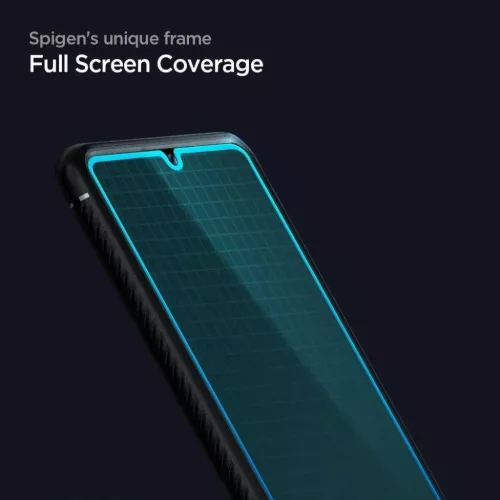 Samsung A42 5G kijelzővédő üvegfólia fekete kerettel Spigen Glass-8809756641725 4 kép
