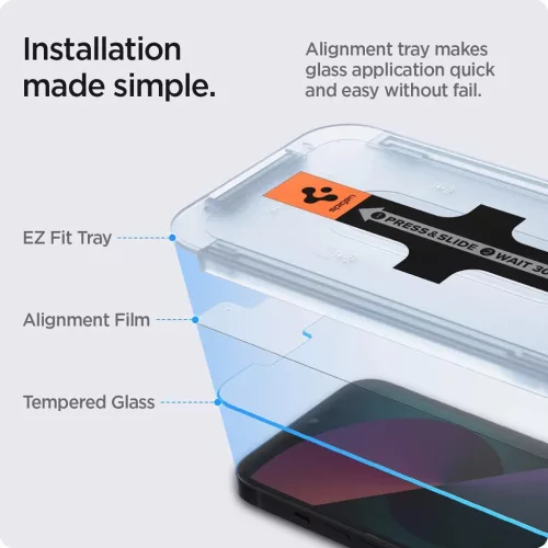 iPhone 16e/17e / 13 / 13 Pro / 14 Spigen Glas.Tr 2x üvegfólia (AGL03-8809811851229 6 kép