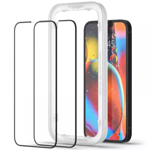 iPhone 13 / 13 Pro / 14 / 16e/17e Spigen Alm Glass FC 2x üvegfólia f-8809811851243 9 kép
