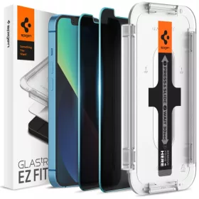   iPhone 16e/17e / 13 / 13 Pro / 14 Spigen Glas.TR Slim EZ Fit 2 db kijelzővédő üvegfólia + felhelyezőkeret (AGL03388)