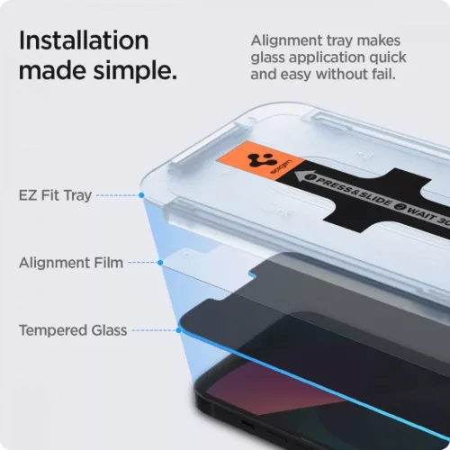 iPhone 16e / 13 / 13 Pro / 14 Spigen Glas.TR Slim EZ Fit 2 db kijelző-8809811851250 6 kép
