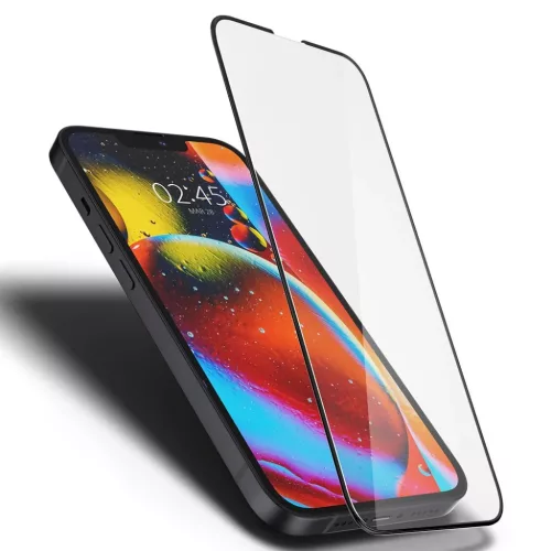 iPhone 13 / 13 Pro / 14 / 16e Spigen Glass FC üvegfólia fekete (AGL0-8809811851298 5 kép