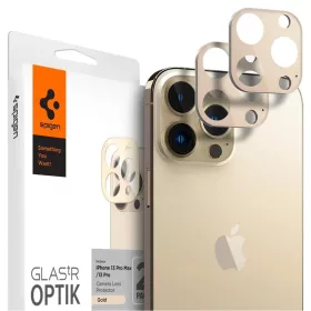   iPhone 13 Pro / 13 Pro Max Spigen Optik.TR 2x kameralencsevédő 9H üveg arany színben  (AGL04034)