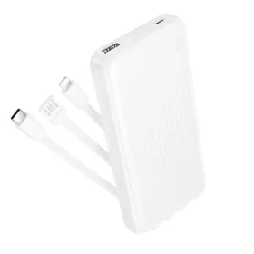   Borofone Power Bank 10000mAh BJ79 Clever - USB - Type C és Lightning kábelekkel fehér
