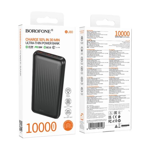 Borofone Power Bank 10000mAh BJ80 Clever - 2xUSB + Type C - QC 3.0 22,-6941991121593 5 kép