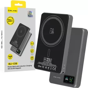   Blavec Powerbank 10000mAh BJ-03 Slim 13,5mm - Type C - 22,5W mágneses Magsafe 3 az 1-ben (PBBJ03-MC10G) szürke