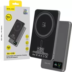   Blavec Power Bank 5000mAh BJ-03 Ultra Slim 7,8mm - Type C - 22,5W mágneses Magsafe 3 az 1-ben (PBBJ03-MC5G) szürke,