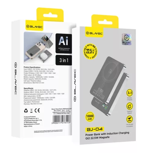 Blavec Power Bank 10000mAh BJ-04 Slim 13,5mm - Type C - 22,5W mágnese-5900217478553 7 kép