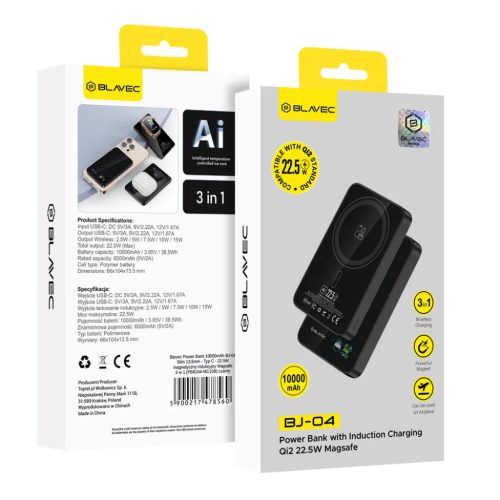 Blavec Power Bank 10000mAh BJ-04 Slim 13,5mm - Type C - 22,5W mágnese-5900217478560 7 kép
