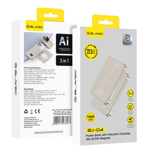 Blavec Hordozható Töltő 10000mAh BJ-04 Vékony 13,5mm - C típusú -5900217478577 7 kép