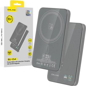   Blavec Power Bank 5000mAh BJ-04 Ultra Slim 7,8mm - Type C - 22,5W mágneses Magsafe 3 az 1-ben (PBBJ04-MC5G) szürke