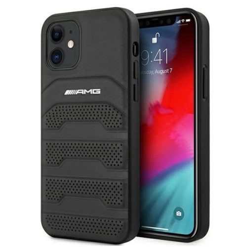 AMG AMHCP12SGSEBK iPhone 12 mini 5,4" fekete bőrtok Debossed Lines-3666339013929 1 kép