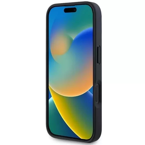 AMG Bőr Domborított Vonalak Fekete Logó iPhone 16 Tok - Fekete-3666339345686 5 kép