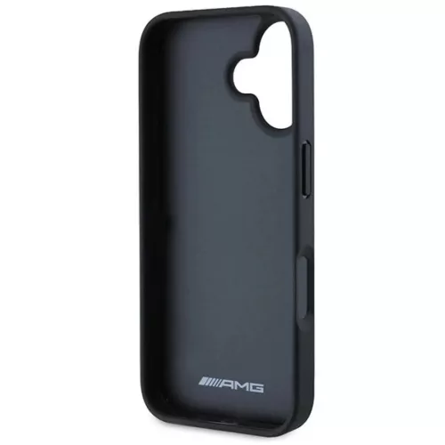AMG Bőr Domborított Vonalak Fekete Logó iPhone 16 Tok - Fekete-3666339345686 7 kép