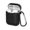 AirPods 1/2 szilikon tok karabinerrel fekete- 1 kép