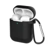 AirPods 1/2 szilikon tok karabinerrel fekete- 1 kép