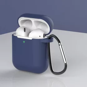 AirPods 1/2 szilikon tok karabinerrel éjkék- 2 kép