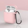 AirPods 1/2 szilikon tok karabinerrel világos rózsaszín- 2 kép