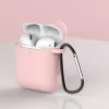 AirPods 1/2 szilikon tok karabinerrel világos rózsaszín- 2 kép