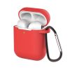 AirPods 1/2 szilikon tok karabinerrel piros- 1 kép