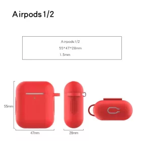 AirPods 1/2 szilikon tok piros- 2 kép