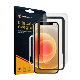   iPhone 13 Mini kijelzővédő üvegfólia, felhelyezést segítő kerettel 9H 2.5D HD 0.33mm Alphajack