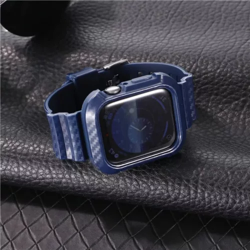 Apple Watch 4/5/6/7/8/SE (38/40/41mm) karbon mintás óraszíj és tok- 1 kép