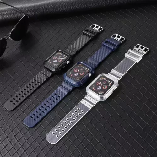Apple Watch 4/5/6/7/8/SE (38/40/41mm) karbon mintás óraszíj és tok- 4 kép