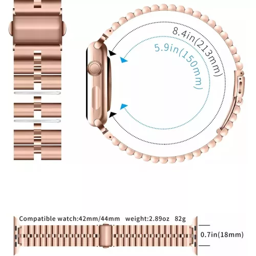 Apple Watch 4/5/6/7/8/SE/Ultra (42/44/45/49mm) fém női óraszíj fek- 3 kép